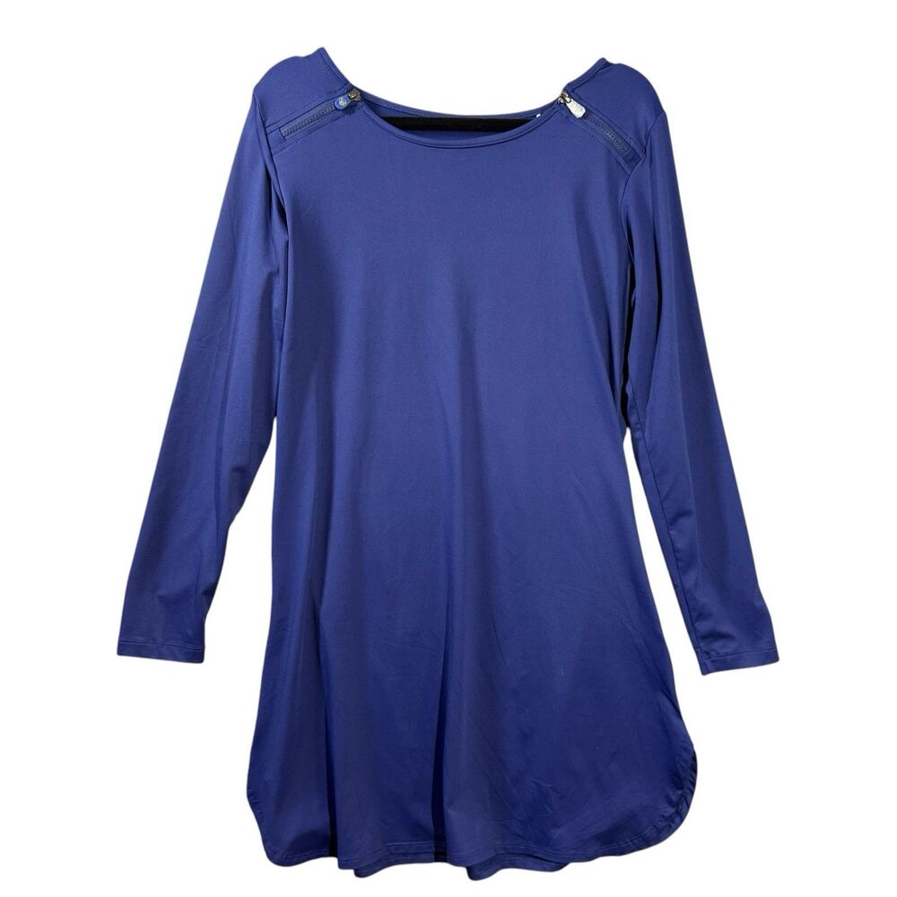 BANANA BOAT UPF 50+ Swim Dress Cover‎ Up Blue Zip Shoulder Sun Protection Large